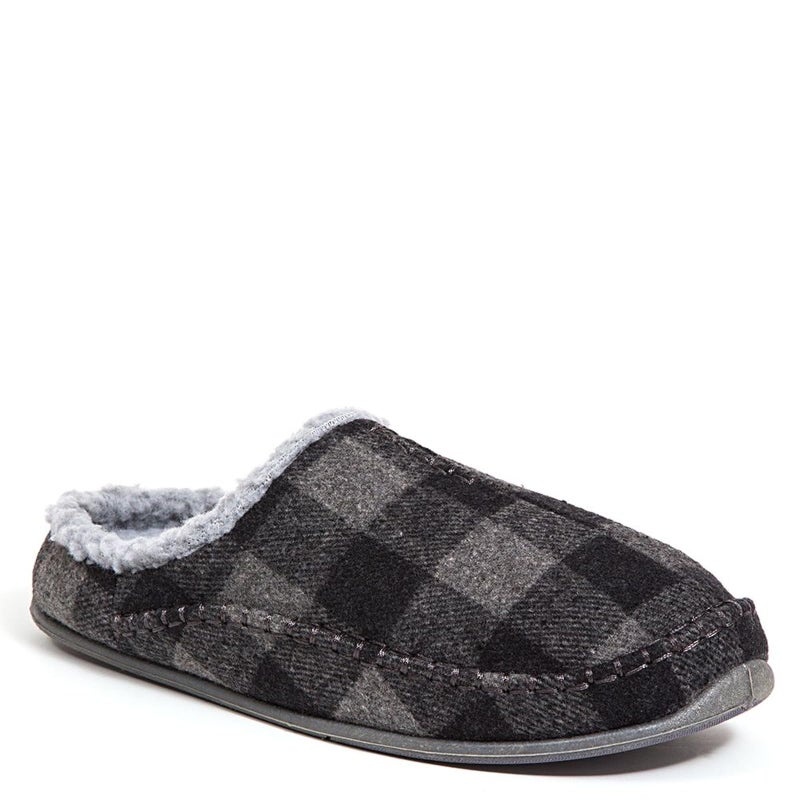 Deer Stags Unisex Nordic Fabric Slipper / Grey/Black Plaid / Men's 10 US / Medium - Image 1